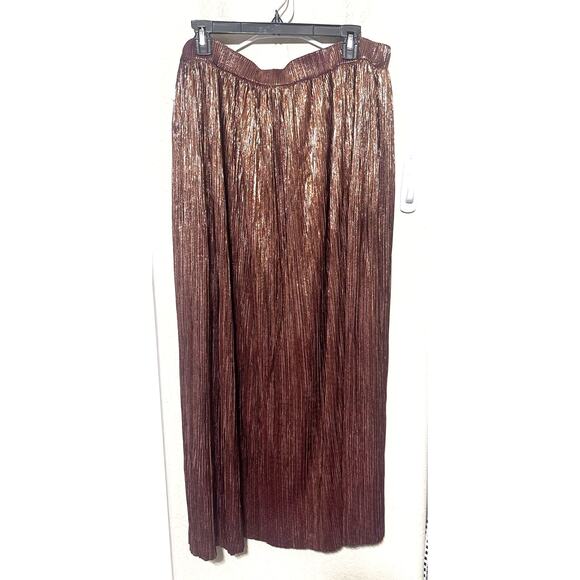 Eva Mendes Sparkle Maxi Skirt Size XXL Copper shiny glam party Crinkle - Picture 1 of 7